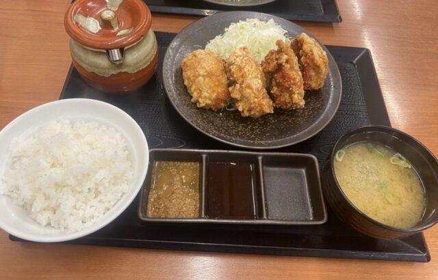 美味い唐揚げで有名なからやまでからやま定食(4個)を店内で食べてみました！